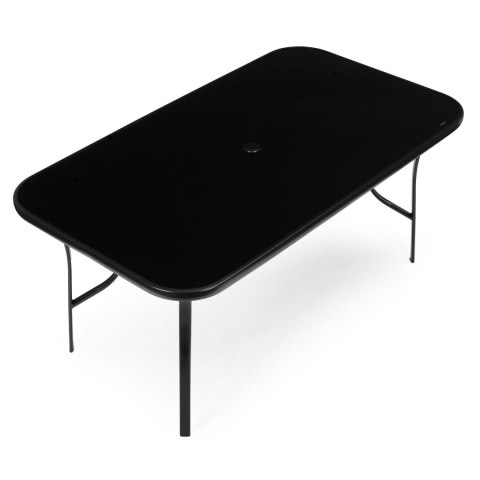 Stół ogrodowy 160x90 cm szkło hartowane otwór na parasol czarny MultiGarden MultiGarden