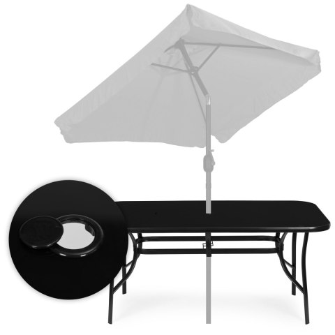 Stół ogrodowy 160x90 cm szkło hartowane otwór na parasol czarny MultiGarden MultiGarden
