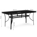 Stół ogrodowy 160x90 cm szkło hartowane otwór na parasol czarny MultiGarden MultiGarden