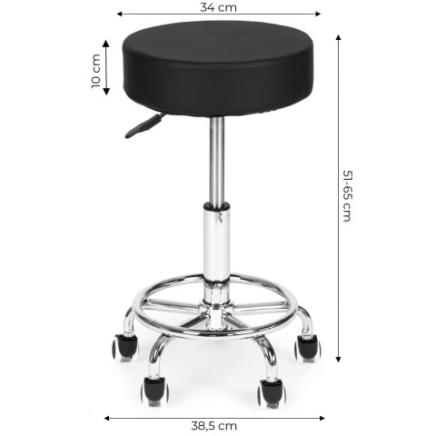 Stołek obrotowy taboret kosmetyczny medyczny fotel regulowany czarny ModernHome ModernHome