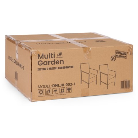Zestaw 2x fotel ogrodowy z poduszką komplet krzeseł na balkon taras ogród czarny MultiGarden MultiGarden