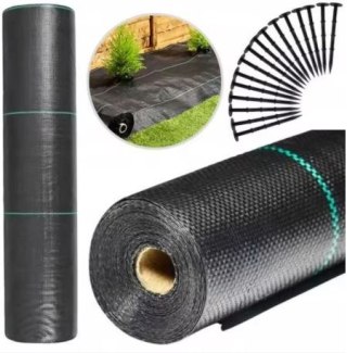 Agrotkanina Czarna 160 cm x50m UV 90g Antychwastowa Agrowłóknina + Kotwy LEAN