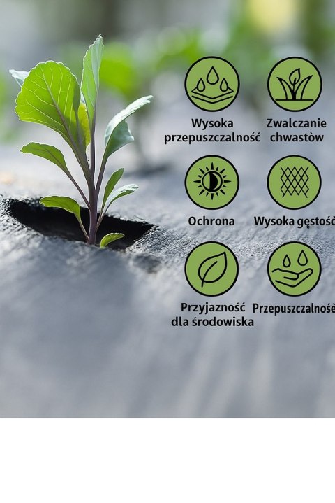 Agrotkanina Czarna 160 cm x50m UV 90g Antychwastowa Agrowłóknina + Kotwy LEAN