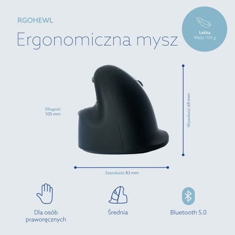 Ergonomiczna mysz R-Go Maus HE ergonomisch rechts Bluetooth mittel schwarz/sil retail No name