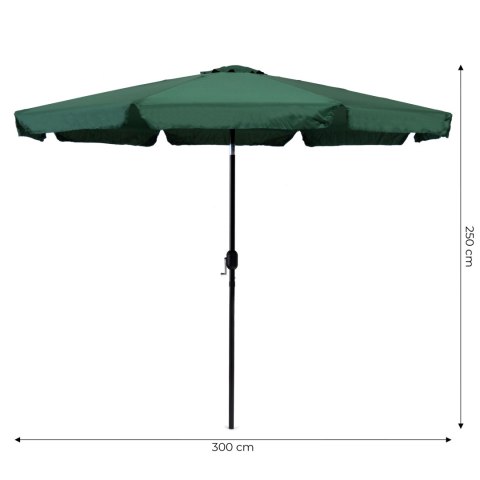 Parasol ogrodowy duży 3 m skośny łamany z korbą zielony MultiGarden MultiGarden