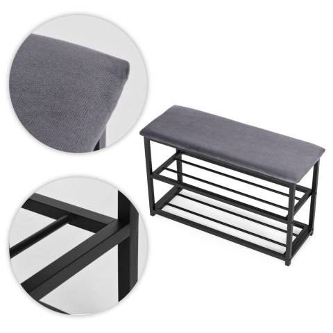 Szafka na buty z siedziskiem regał ławka tapicerowana 80 cm 2 półki ModernHome ModernHome