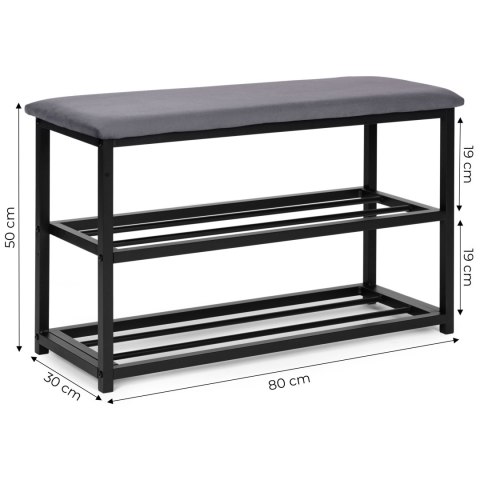 Szafka na buty z siedziskiem regał ławka tapicerowana 80 cm 2 półki ModernHome ModernHome