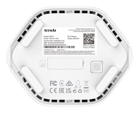 Tenda 5G01 router bezprzewodowy Gigabit Ethernet Dual-band (2.4 GHz/5 GHz) 5G Biały Tenda