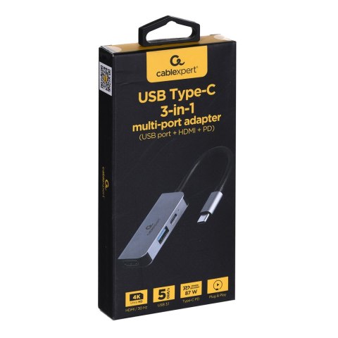 GEMBIRD MULTI ADAPTER USB TYP-C 3W1 (HUB USB + HDMI + PD) GEMBIRD