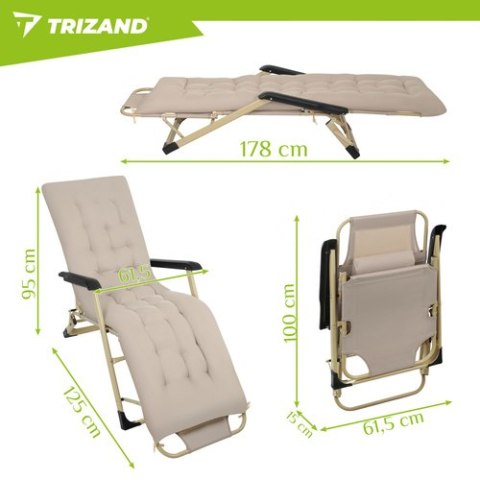 Leżak ogrodowy składany 60x177x30cm Trizand TRIZAND