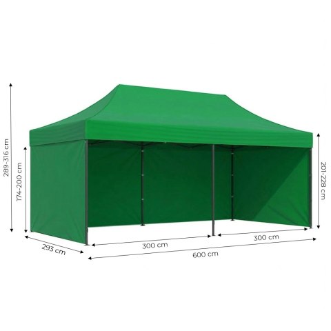 Pawilon ogrodowy eventowy automatyczny samorozkładalny namiot 3x6 m zielony MultiGarden MultiGarden