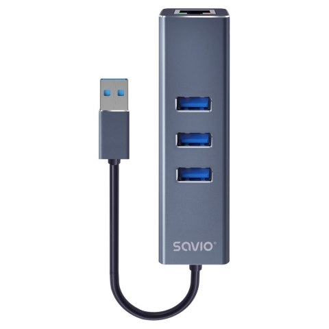 SAVIO AK-58 3-PORTOWY HUB USB-A Z ADAPTEREM RJ-45 SAVIO