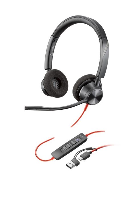 Słuchawki Poly Blackwire 3320 Stereo MS Teams Certified USB-C Headset +USB-C/A Adapter 8X220AA POLY