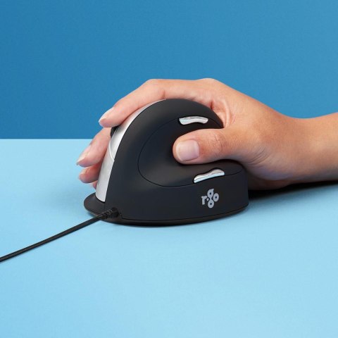 Ergonomiczna mysz dla praworęcznych R-Go Pele HE USB duża czarna/srebrna retail No name