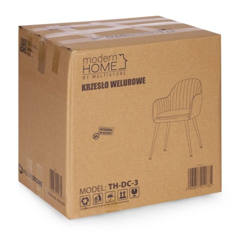 Krzesło tapicerowane welurowe nowoczesne do jadalni salonu kremowe ModernHome ModernHome