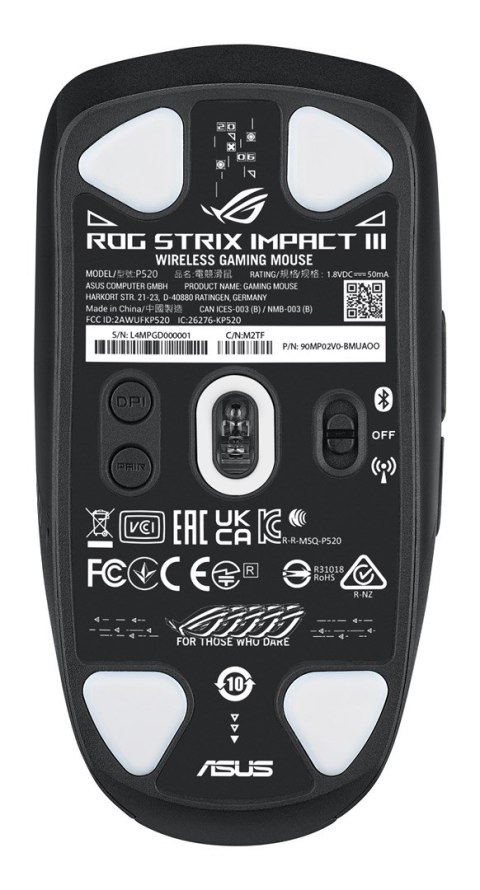 ASUS ROG Strix Impact III Wireless myszka Gaming Oburęczny RF Wireless + Bluetooth Optyczny 36000 DPI ASUS