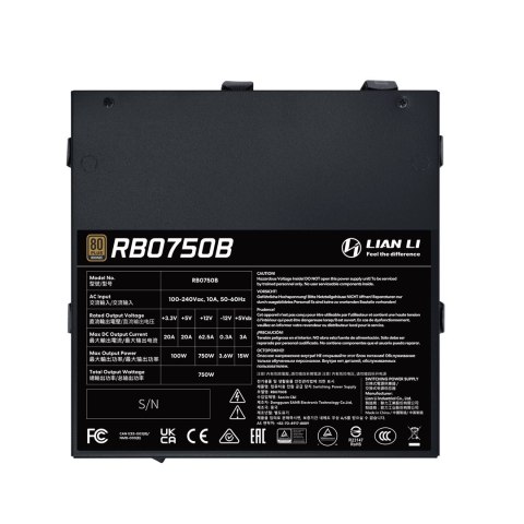 Lian Li RB0750B.B moduł zasilaczy 750 W 24-pin ATX ATX Czarny LIAN LI