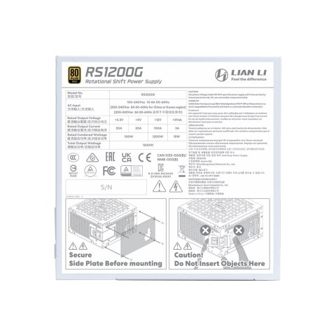 Lian Li RS1200G moduł zasilaczy 1200 W 20+4 pin ATX ATX Biały LIAN LI