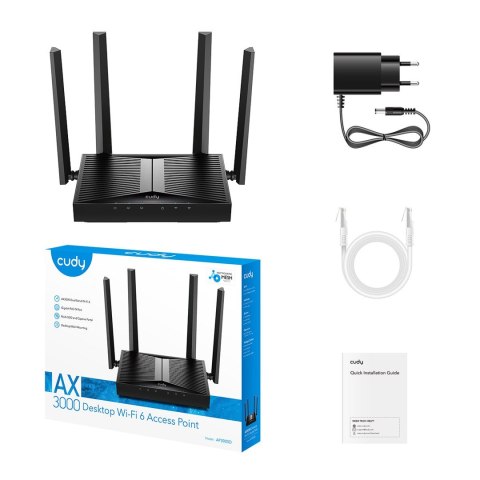 Cudy AP3000D punkt dostępowy WLAN 2402 Mbit/s Czarny CUDY