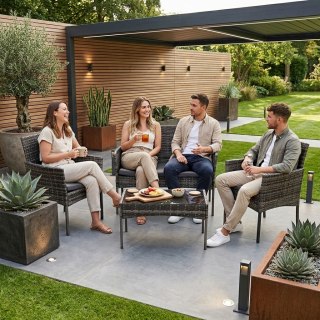 Komplet mebli ogrodowych z technorattanu ławka stolik krzesła szary MultiGarden MultiGarden