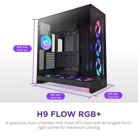 NZXT H9 Flow RGB+ Midi Tower Czarny NZXT