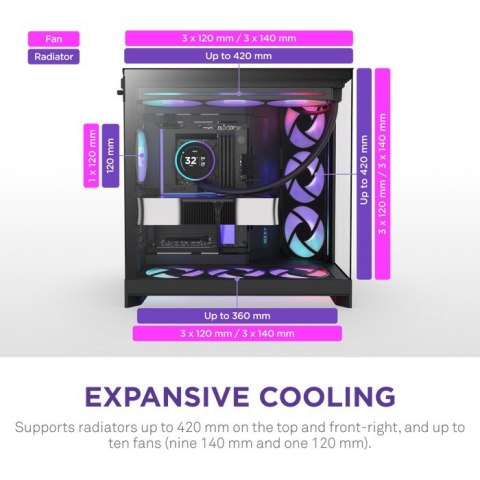 NZXT H9 Flow RGB+ Midi Tower Czarny NZXT