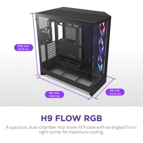 NZXT H9 Flow RGB+ Midi Tower Czarny NZXT
