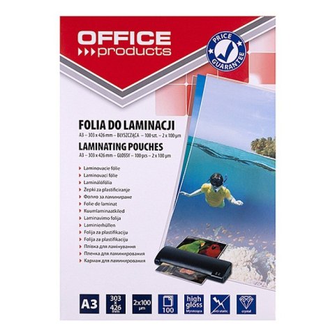 OFFICE PRODUCTS Folia do laminowania, A3, 2x100mikr., błyszcząca, 100szt., transparentna PBS Connect