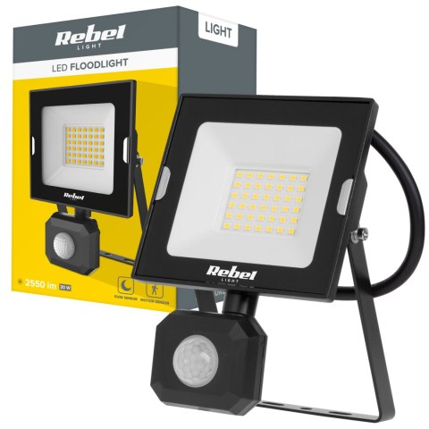Reflektor LED naświetlacz Rebel 30W z sensorem ruchu i zmierzchu, 4000K, 230V Rebel
