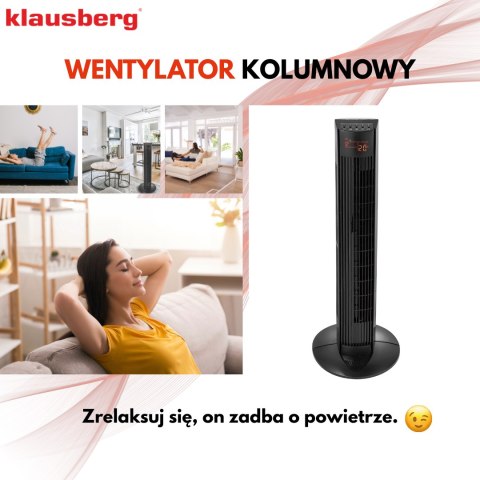 Wentylator kolumnowy, podłogowy, 91cm, z pilotem i wyświetlaczem led, klausberg Klausberg