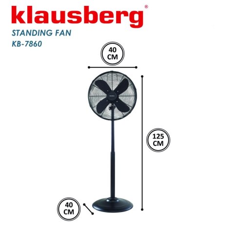 Wentylator stojący, metalowy, czarny, średnica 16 cali, klausberg, kb-7860 Klausberg