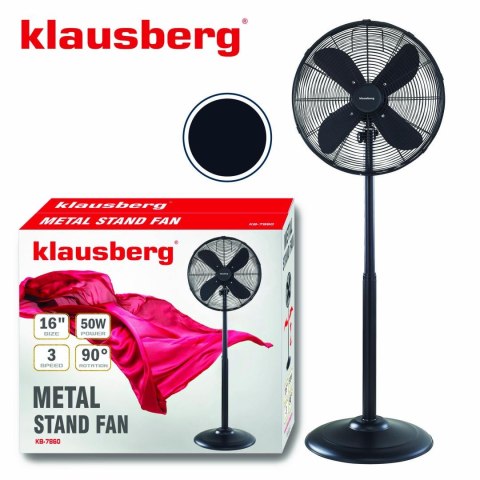 Wentylator stojący, metalowy, czarny, średnica 16 cali, klausberg, kb-7860 Klausberg