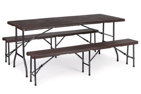 Zestaw cateringowy stół bankietowy 180 cm + 2 ławki brąz MultiGarden MultiGarden