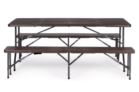 Zestaw cateringowy stół bankietowy 180 cm + 2 ławki brąz MultiGarden MultiGarden