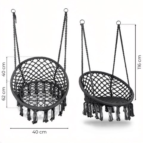 Fotel wiszący boho huśtawka ogrodowa bocianie gniazdo szary MultiGarden MultiGarden