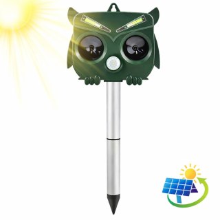 Solarny Odstraszacz Zwierząt Sowa Czujnik Ruchu Ultradźwięki Diody LED LEAN
