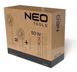 Wentylator podłogowy 50W, śr. 40 cm, 3 prędkości, oscylacja, biały NEO TOOLS