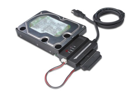 Konwerter IDE, SATA na USB 3.0 z zasilaczem (12V/2A) DIGITUS