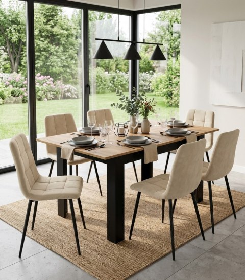 Stół rozkładany prostokątny 120-160x80 cm do kuchni jadalni dla 4-6 osób dąb craft LEOBERT
