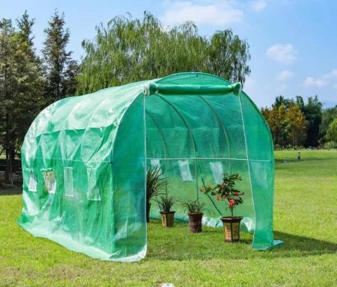 Szklarnia tunel ogrodowy foliowy 4x2x2 m 8 m² metalowy stelaż folia UV 2 wejścia Bauerkraft