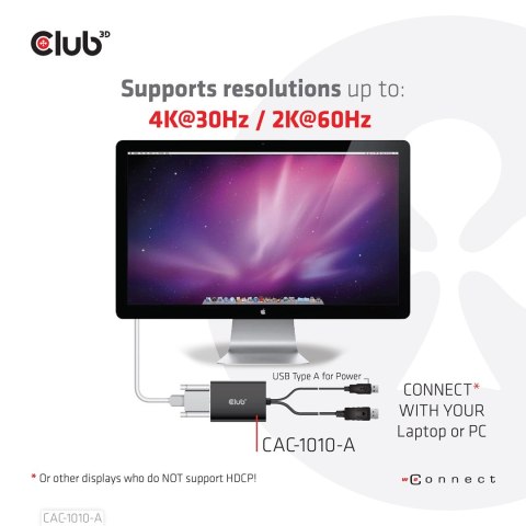 CLUB3D CAC-1010-A adapter kablowy 0,6 m DisplayPort DVI-D + USB Czarny Club 3D
