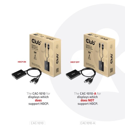 CLUB3D CAC-1010-A adapter kablowy 0,6 m DisplayPort DVI-D + USB Czarny Club 3D