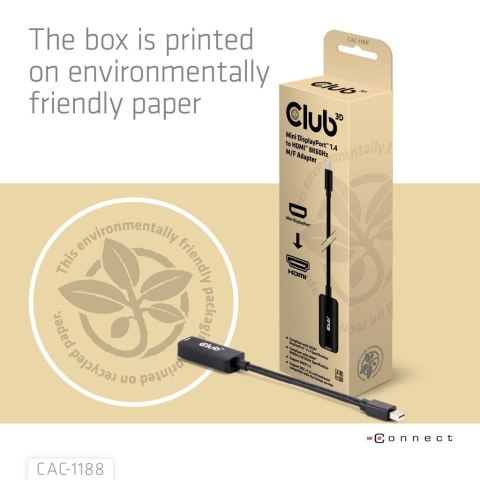 CLUB3D CAC-1188 adapter kablowy 0,09 m Mini DisplayPort HDMI Czarny Club 3D