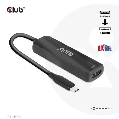 CLUB3D CAC-1588 adapter kablowy 0,17 m USB Type-C HDMI Czarny Club 3D
