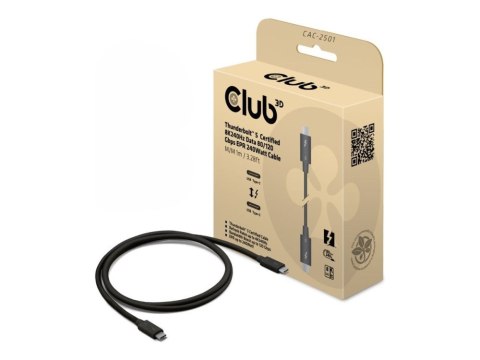 CLUB3D CAC-2501 kabel Thunderbolt 1 m 120 Gbit/s Czarny Club 3D