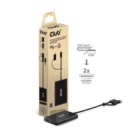 CLUB3D CSV-1475 rozgałęziacz telewizyjny USB Type-C 2x HDMI Club 3D