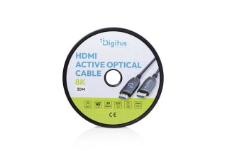 Digitus Hybrydowy kabel światłowodowy HDMI AOC, UHD 8K, 50 m DIGITUS