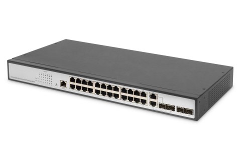 Digitus Przełącznik Gigabit Ethernet Layer 2, 24-portowy, 2x RJ45/SFP-Combo + 2 x porty SFP Uplink DIGITUS
