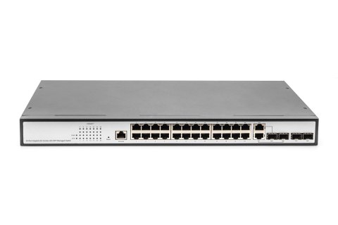 Digitus Przełącznik Gigabit Ethernet Layer 2, 24-portowy, 2x RJ45/SFP-Combo + 2 x porty SFP Uplink DIGITUS