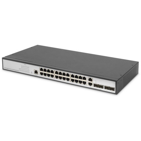 Digitus Przełącznik Gigabit Ethernet Layer 2, 24-portowy, 2x RJ45/SFP-Combo + 2 x porty SFP Uplink DIGITUS